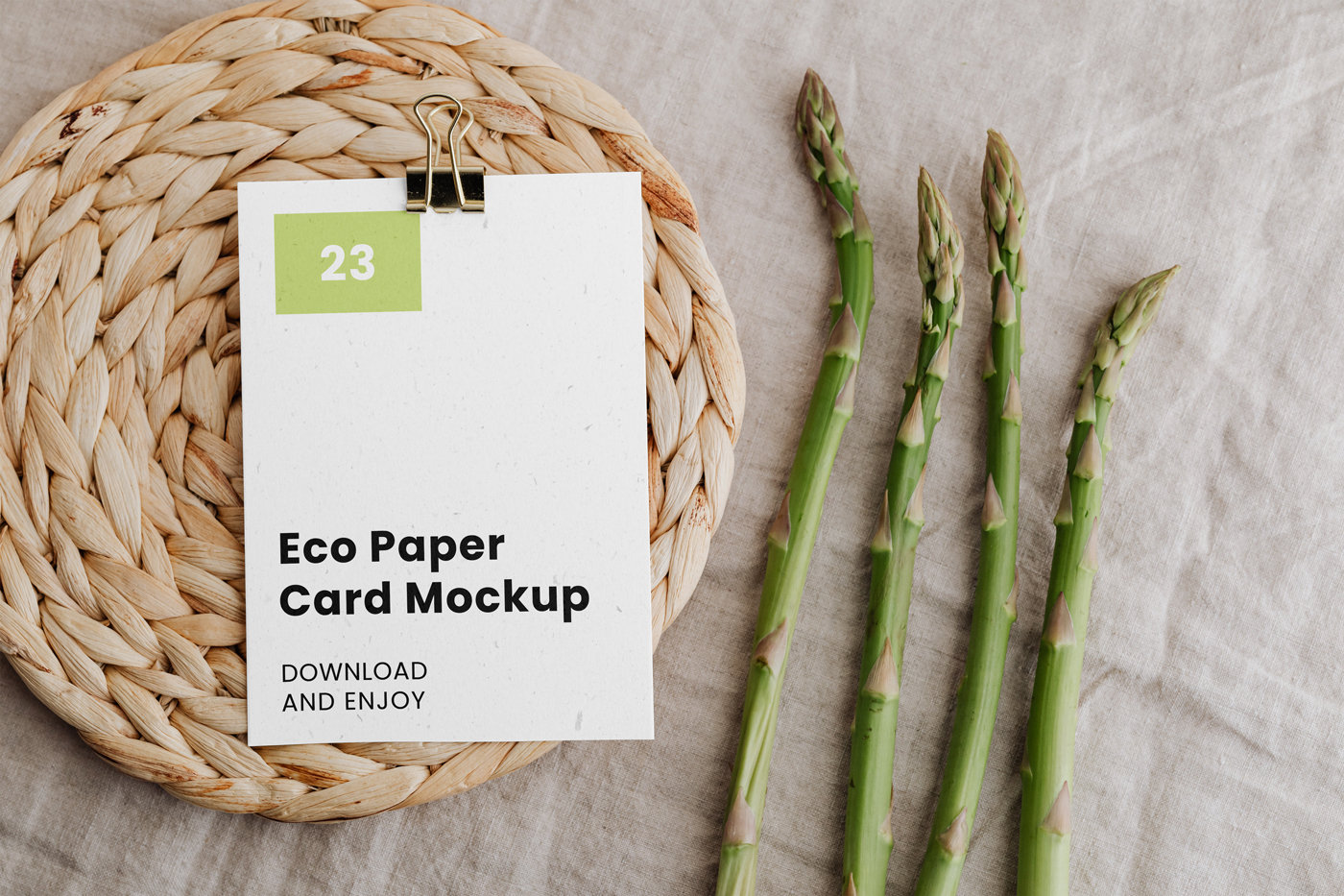 Top View of Paper Card Mockup with Clip FREE PSD