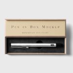 Top View of Pen Inside Its Wooden Box Mockup