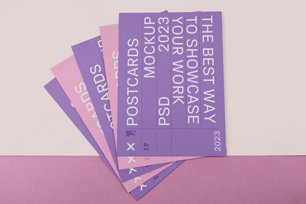 Top View of Postcards Mockup on Floor