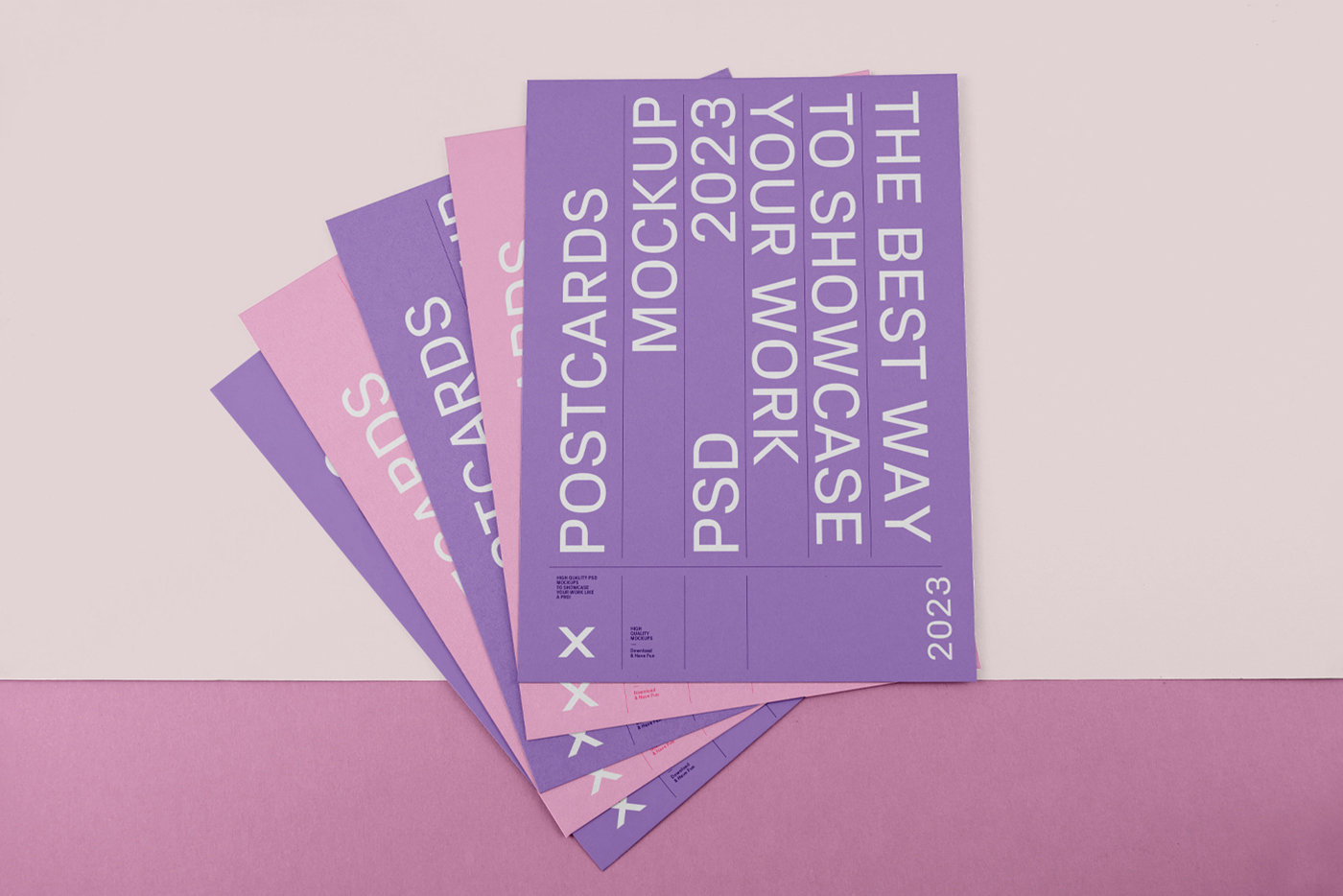 Top View of Postcards Mockup on Floor FREE PSD