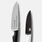 Top View of Realistic Double Kitchen Knifes Mockup