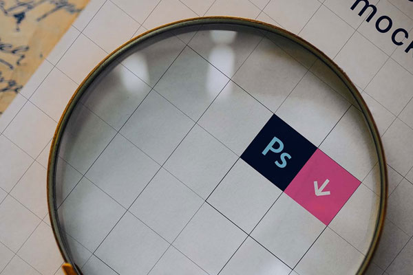 Top View of Realistic Magnifying Glass Mockup