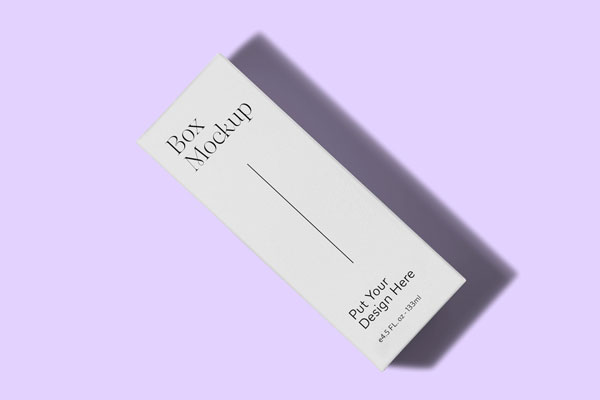 Top View of Rectangle Box Packaging Mockup within Shadow