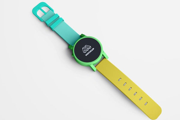 Top View of Round Smartwatch Mockup