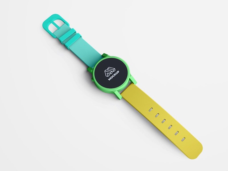 Top View of Round Smartwatch Mockup
