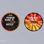 Top View of Round Sticker Mockup