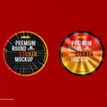 Top View of Round Sticker Mockup