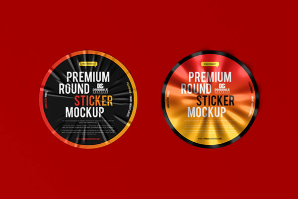 Top View of Round Sticker Mockup