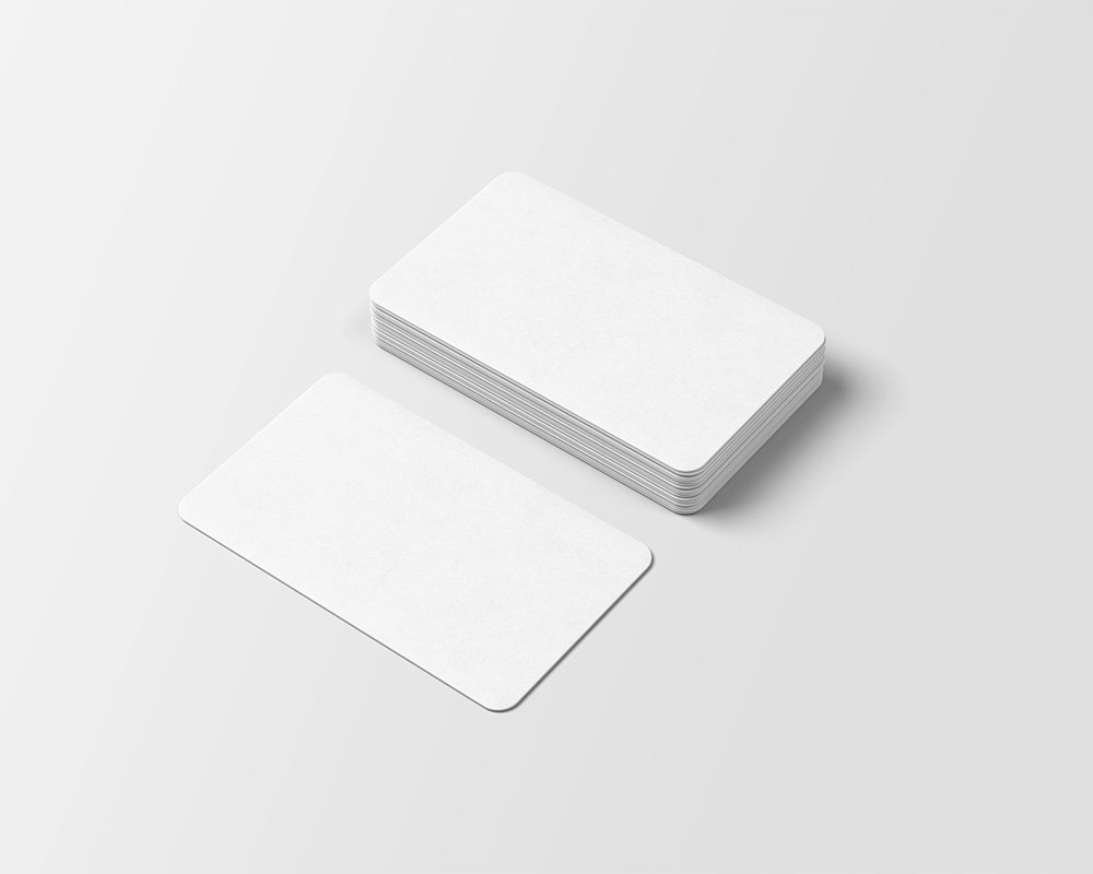 Top View of Rounded Corner Business Card Mockup