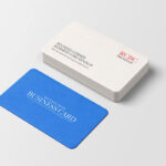 Top View of Rounded Corner Business Card Mockup