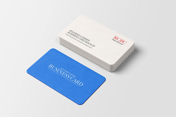 Top View of Rounded Corner Business Card Mockup