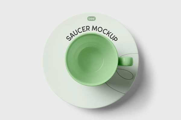 Top View of Saucer with Cup Mockup