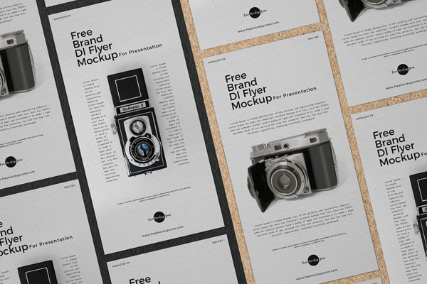Top View of Set of Flyers on a Board Mockup