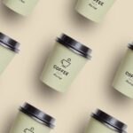 Top View of Several Disposable Coffee Cups Mockup