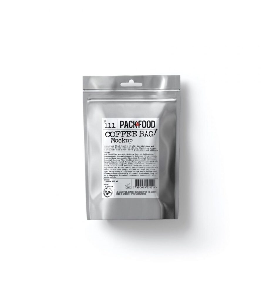 Top View of Silver Coffee Bag Mockup
