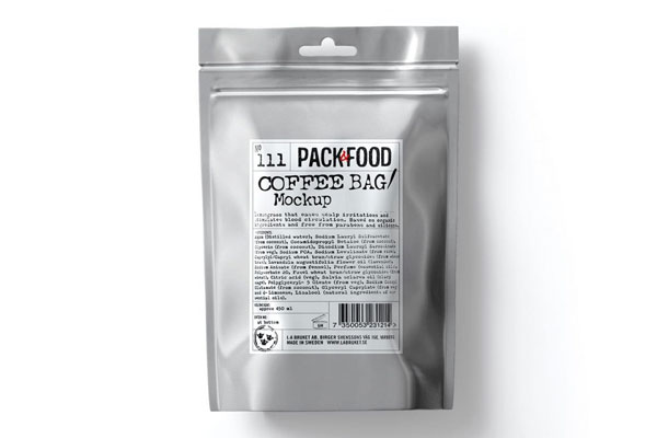 Top View of Silver Coffee Bag Mockup