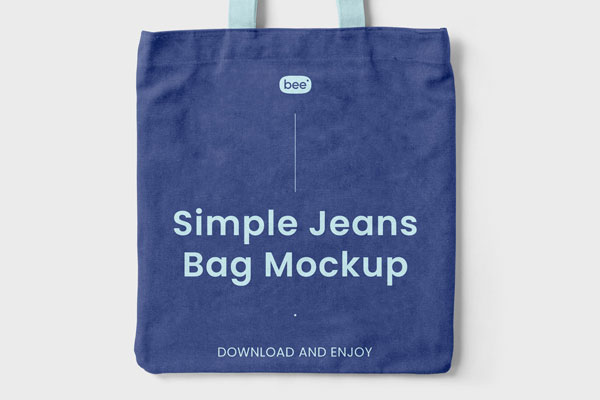 Top View of Simple Jeans Bag Mockup