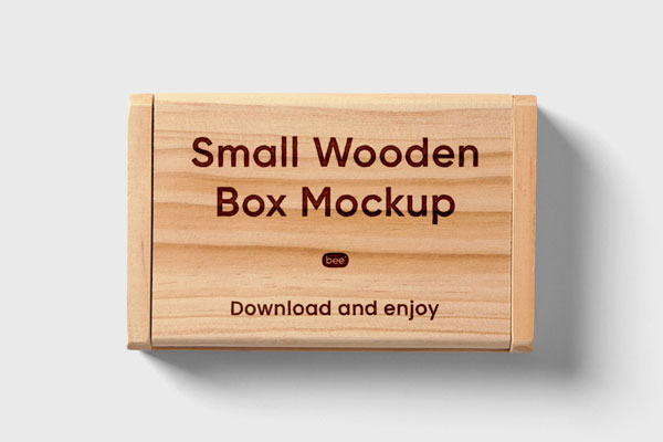 Top View of Simple Small Wooden Box Mockup