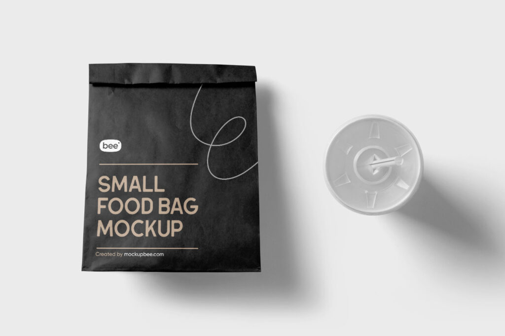 Top View of Small Paper Food Bag Mockup