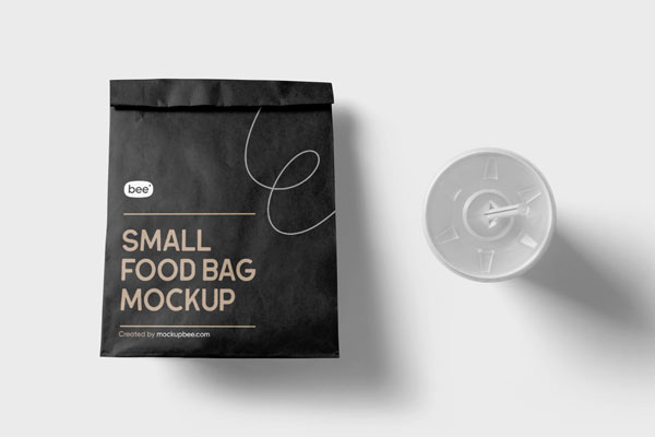 Top View of Small Paper Food Bag Mockup