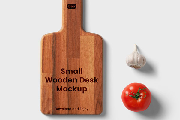 Top View of Small Wooden Board Mockup