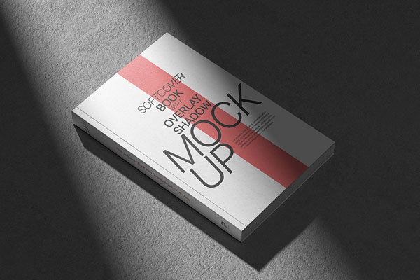 Top View of Softcover Book Mockup with Shadow Overlay