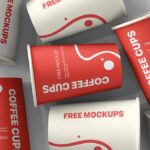Top View of Some Paper Coffee Cups Mockup