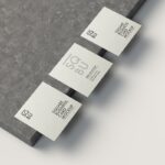 Top View of Square Business Card Mockup on Cement Block