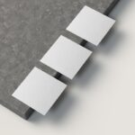 Top View of Square Business Card Mockup on Cement Block