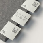 Top View of Square Business Card Mockup on Cement Block