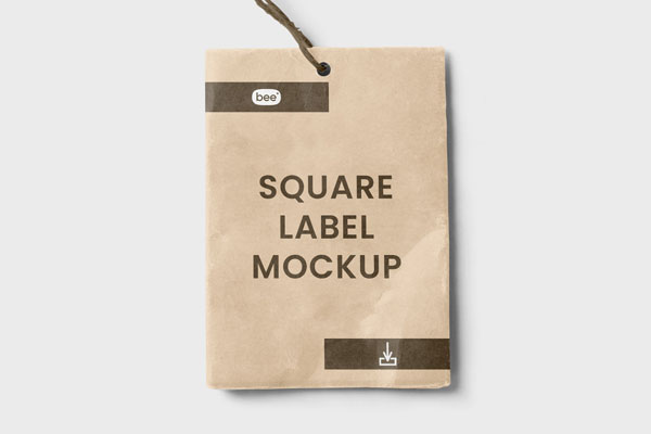Top View of Square Creased Label Mockup
