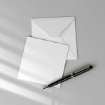 Top View of Square Invitation Card and Envelope Mockup