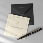 Top View of Square Invitation Card and Envelope Mockup