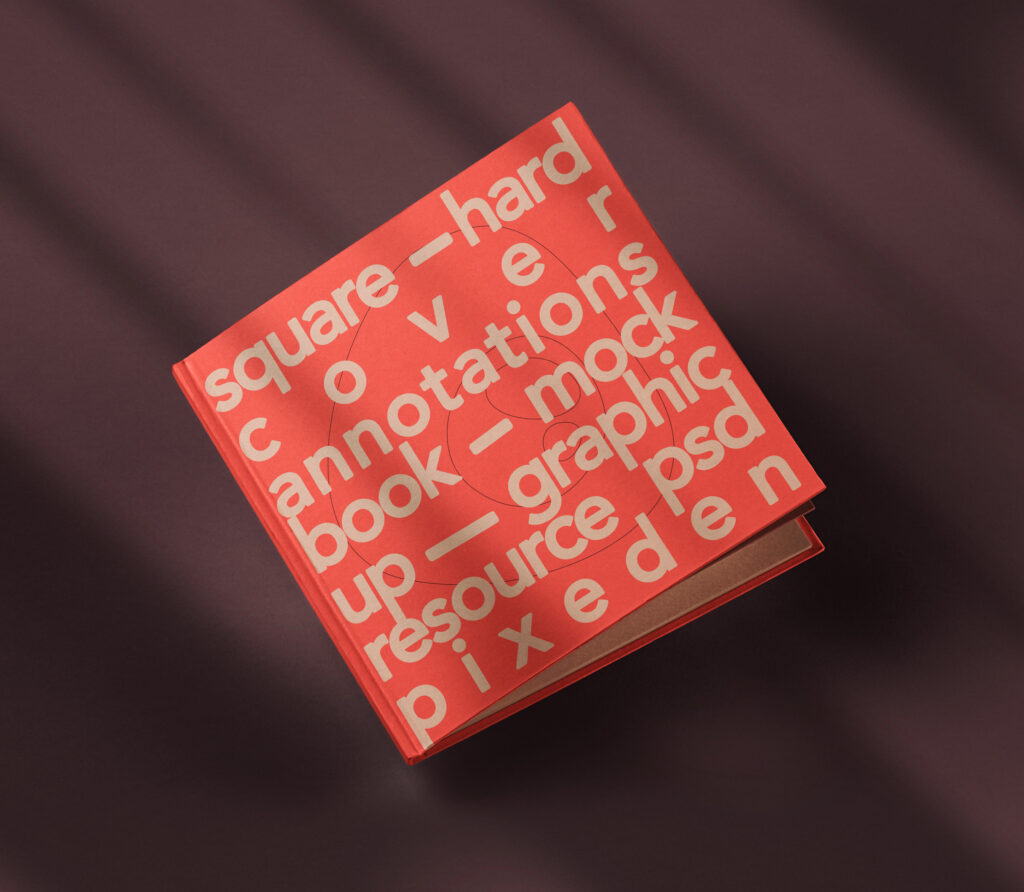 Top View of Square Notes Hardcover Book Mockup