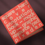 Top View of Square Notes Hardcover Book Mockup