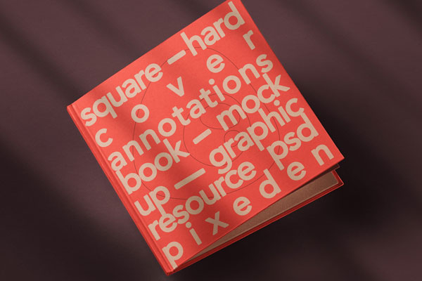 Top View of Square Notes Hardcover Book Mockup