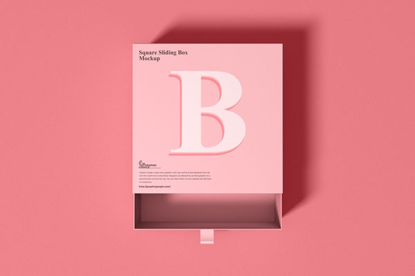 Top View of Square Sliding Box Mockup