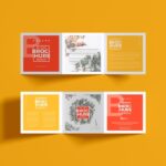 Top View of Square Tri-fold Brochure Mockup