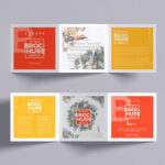 Top View of Square Tri-fold Brochure Mockup
