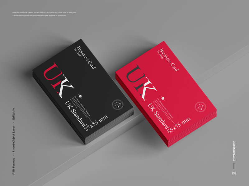 Top View of Standard Stacked Business Card Mockup