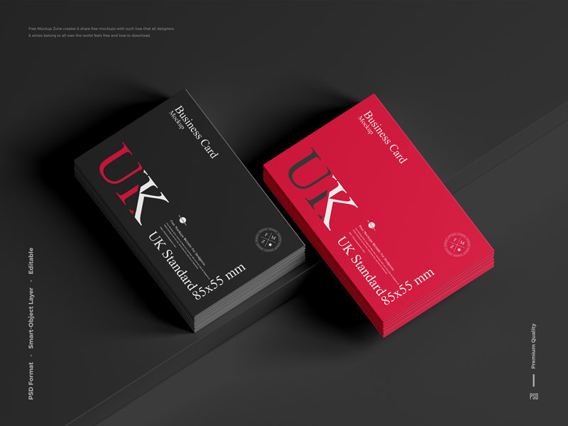 Top View of Standard Stacked Business Card Mockup