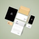 Top View of Stationery Branding Set Mockup