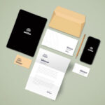 Top View of Stationery Branding Set Mockup