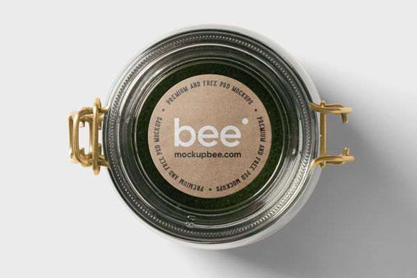 Top View of Sticker Mockup on Jar Lid
