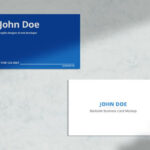 Top View of Front and Back of Business Card Mockup