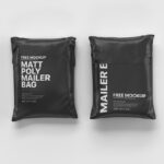 Top View of the Front and Back of a Matte Poly Mailer Bag Mockup