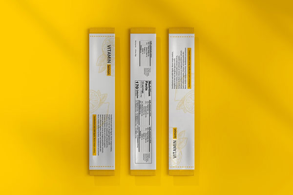 Top View of 3 Sachet Sticks Mockup