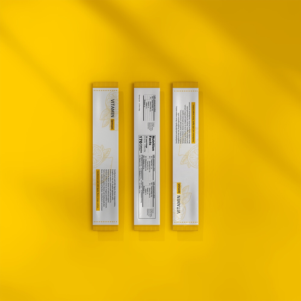Top View of 3 Sachet Sticks Mockup