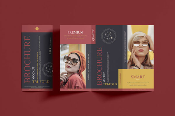 Top View of Tri-fold Brochure Mockup