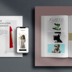 Top view of Two A4 Magazines and a iPhone X Mockup